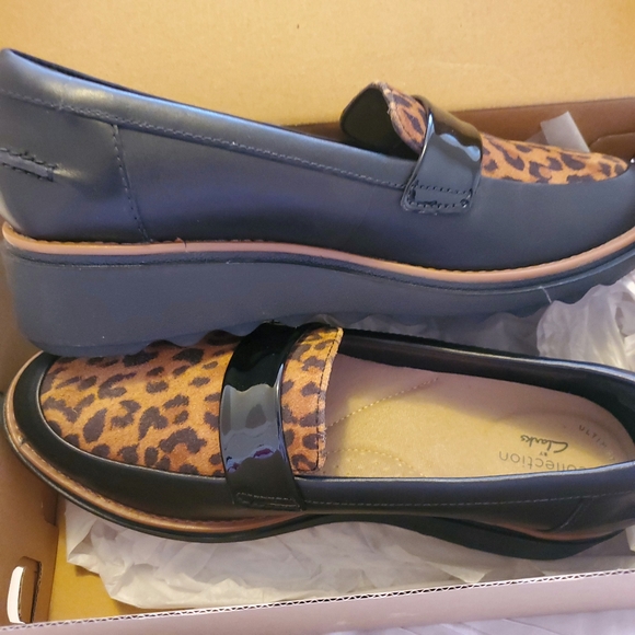 Clark's BLK Women Loafers Print Leopard Size 6.5 NWOT - Picture 4 of 8